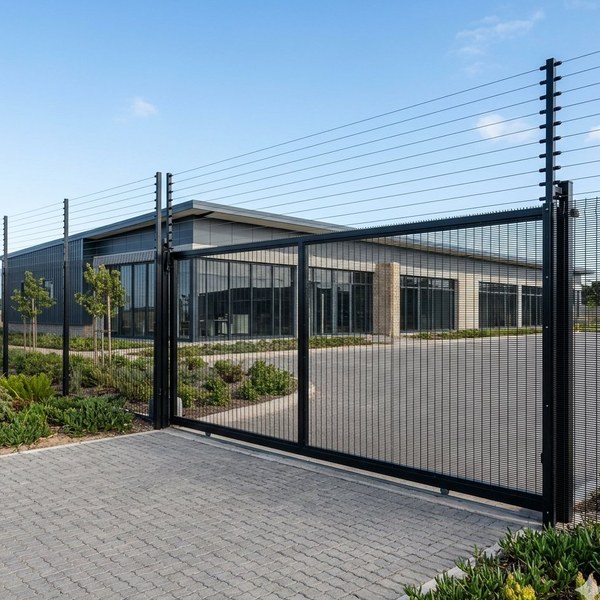 Clearview fencing matched to automated gates