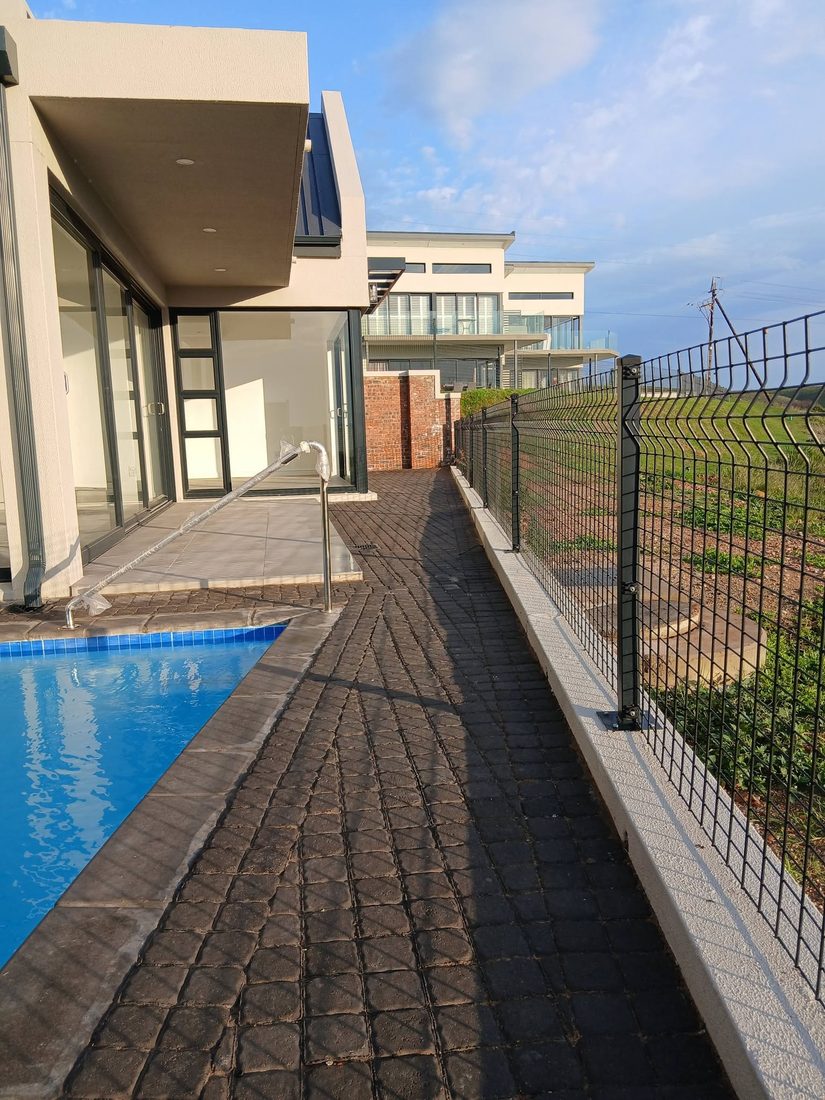 Black Clearview pool-side boundary fence at Renosterbos Estate